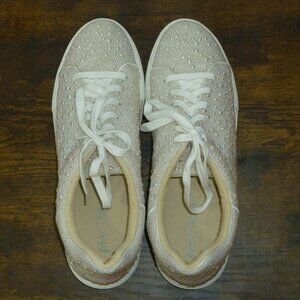 Betsy Johnson "Sidny" Pearl Platform Bridal Sneakers